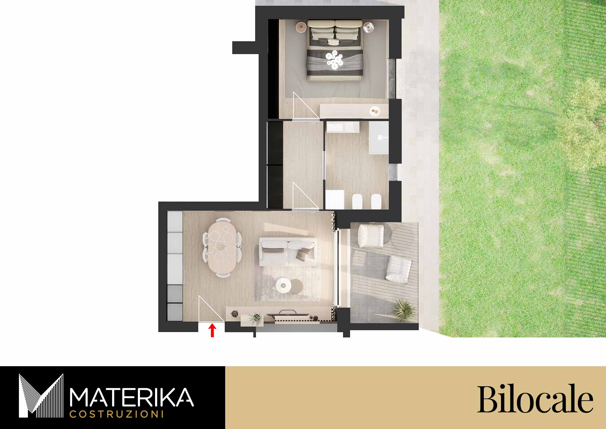 Bilocale con Giardino a turate