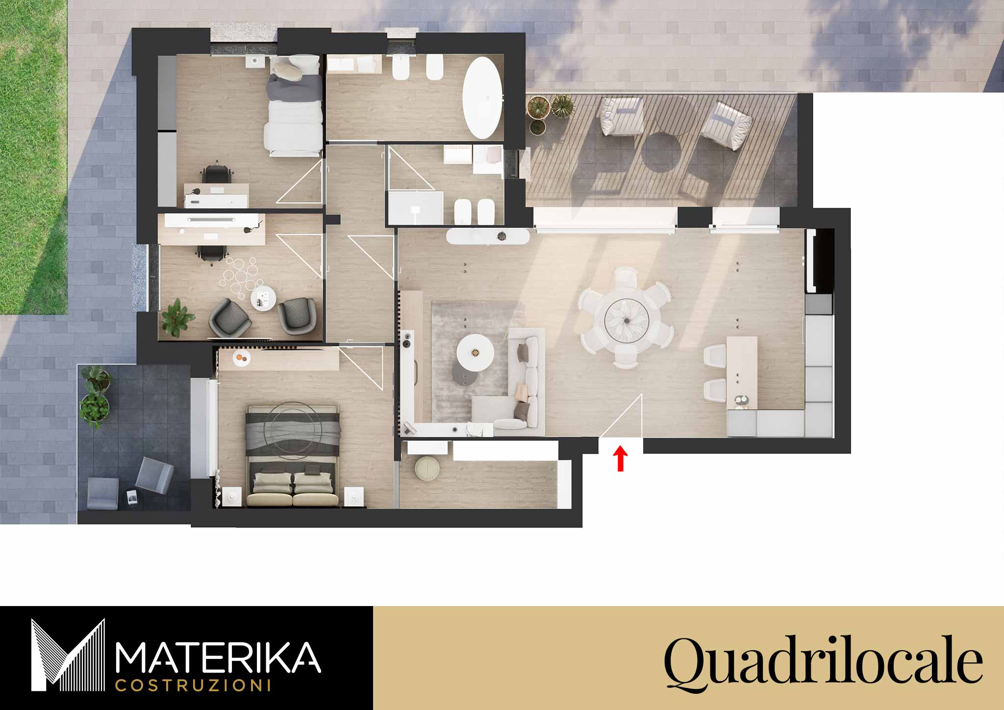 Trilocale terra con Giardino a turate