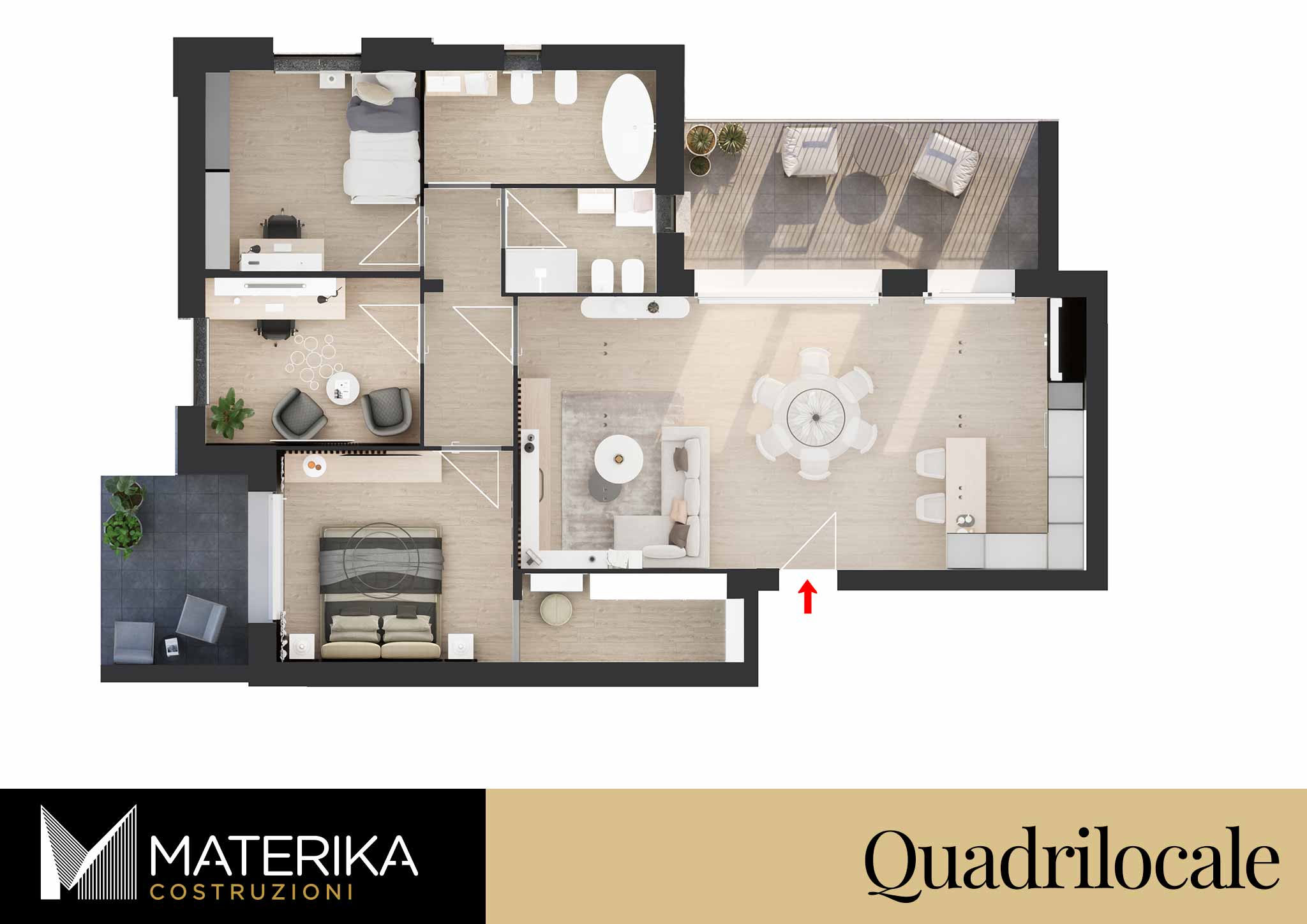 Trilocale terra con Terrazzo a turate