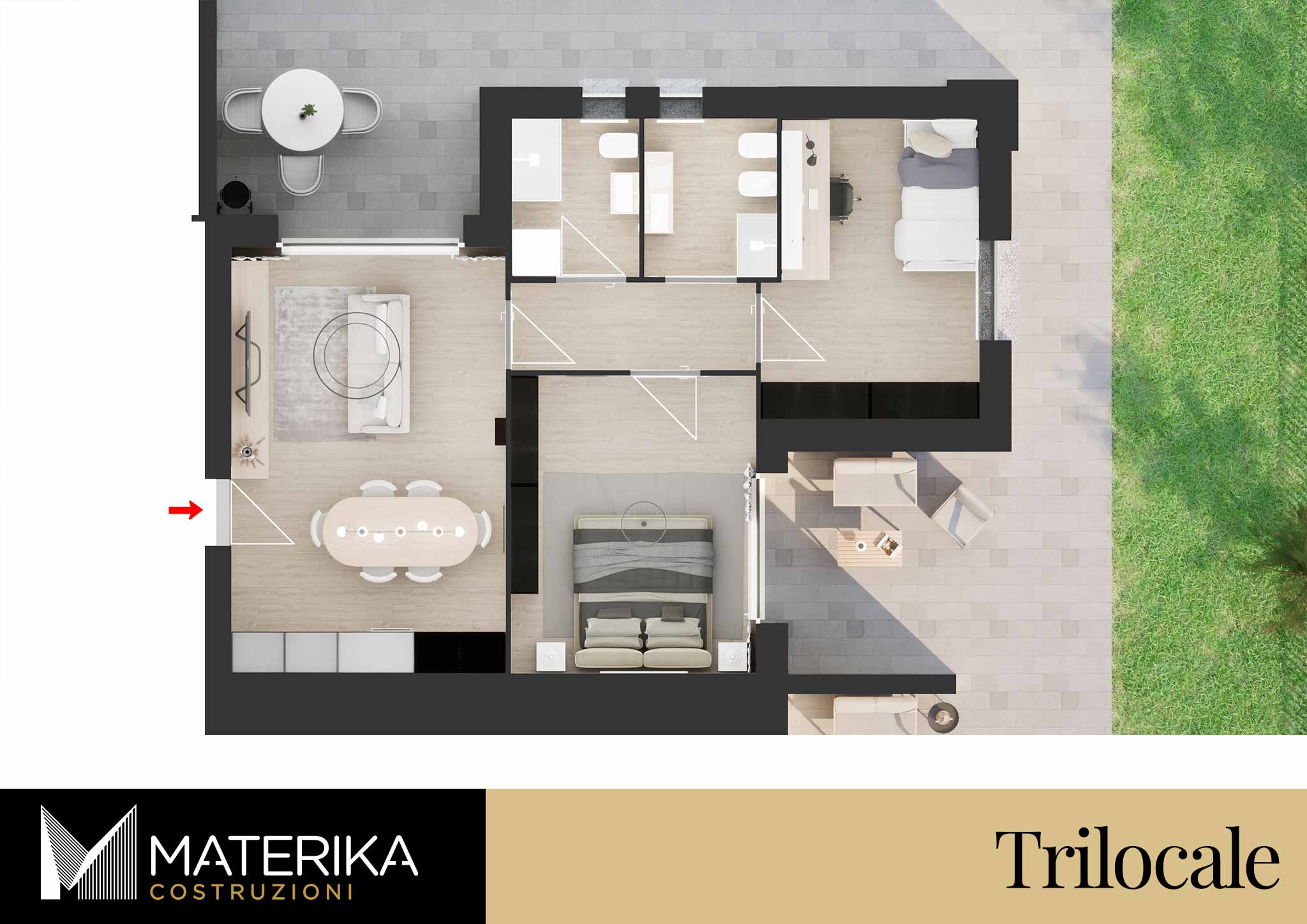Trilocale terra con Giardino a turate