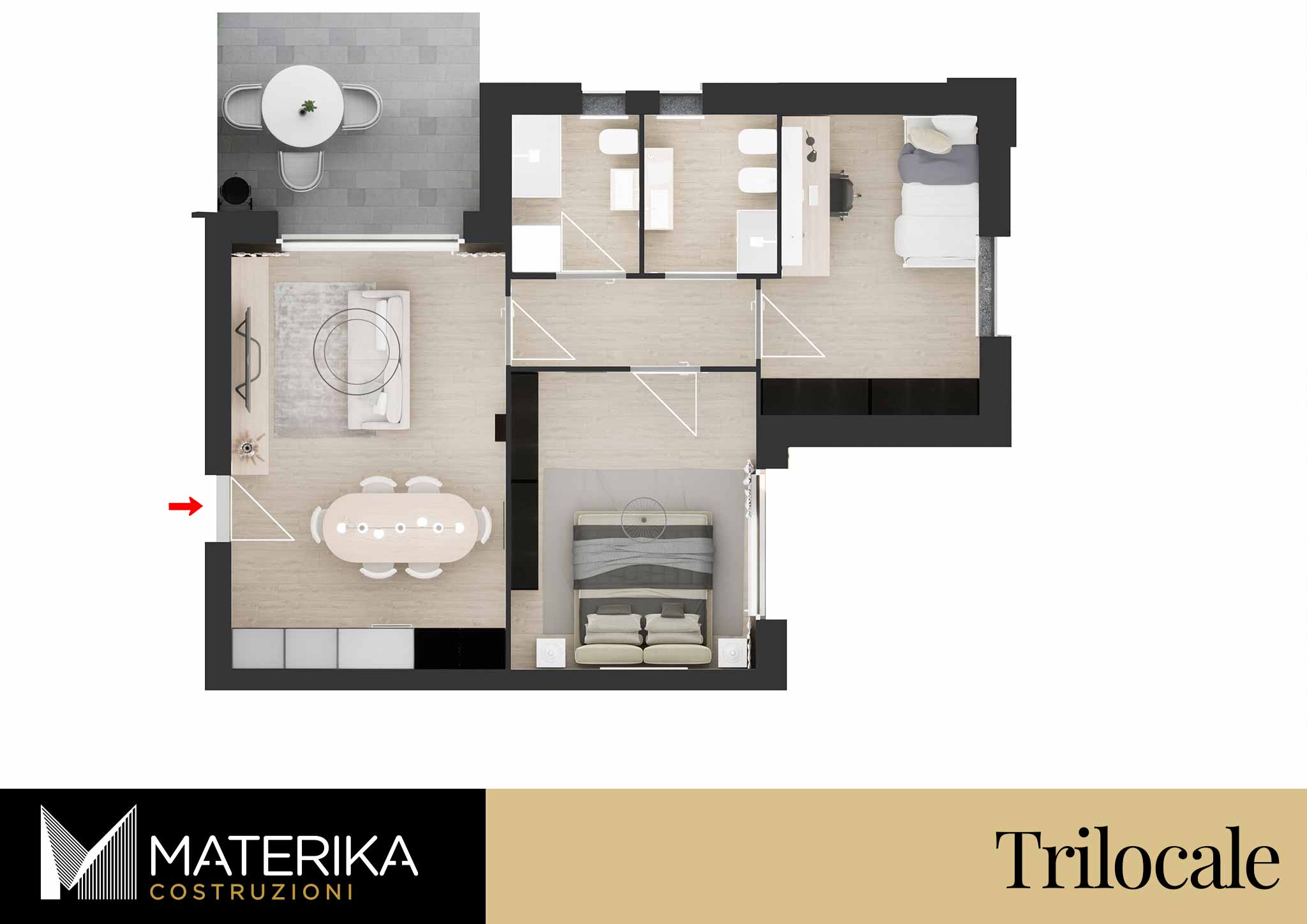 Trilocale terra con Terrazzo a turate